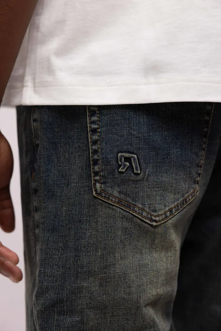 Rivero Rivero Jeans Regular Plain Embossed Denim FW24 Dark Blue