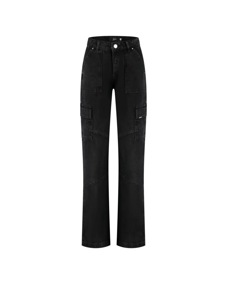 Malelions Malelions Women Jeans Straight Leg Denim Cargo PS25 Dark Grey
