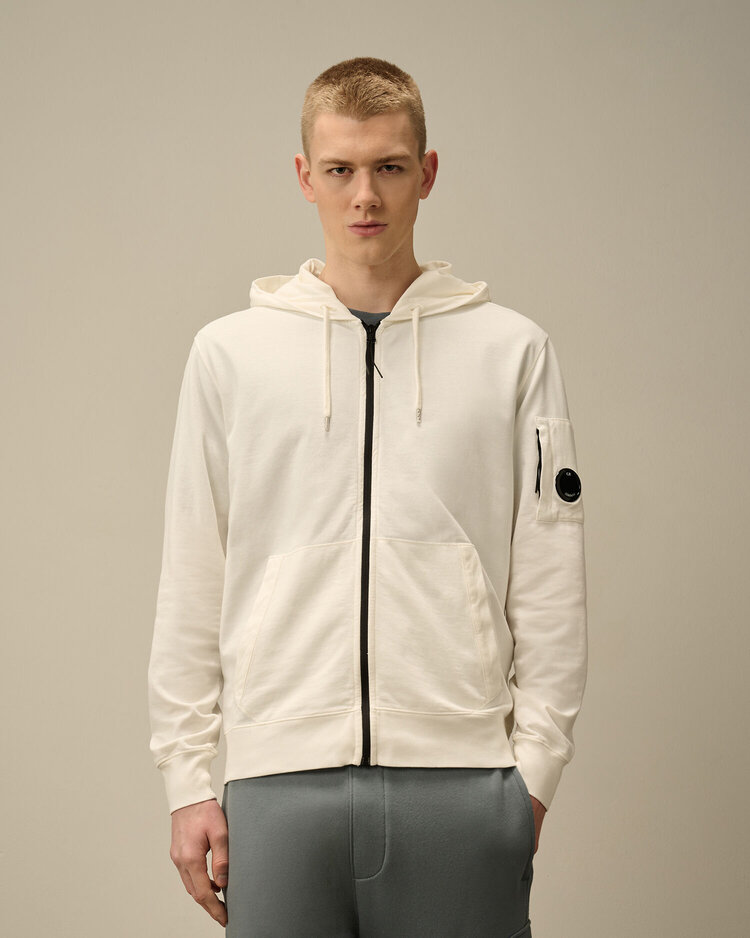 CP Company CP Company Vest Hooded Felpa Light Fleece 18CMSS057A SS25 Gauze White