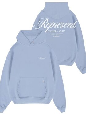 Represent Represent Hoodie Owners Club Script FW25 Dusty Blue