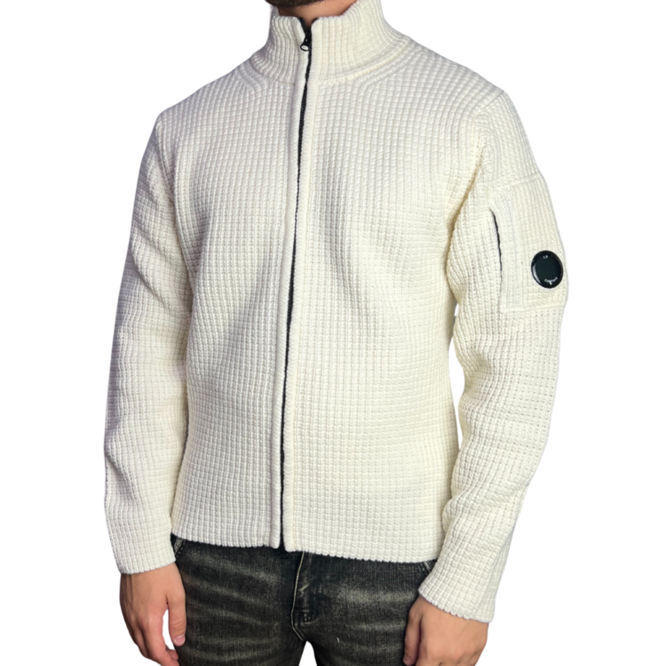 CP Company CP Company Cardigan Lambswool FW25 Gauze White