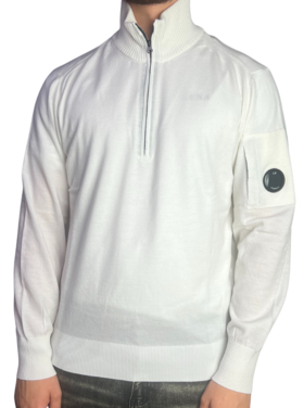 CP Company CP Company Polo Sweater Merino Wool FW25 Gauze White