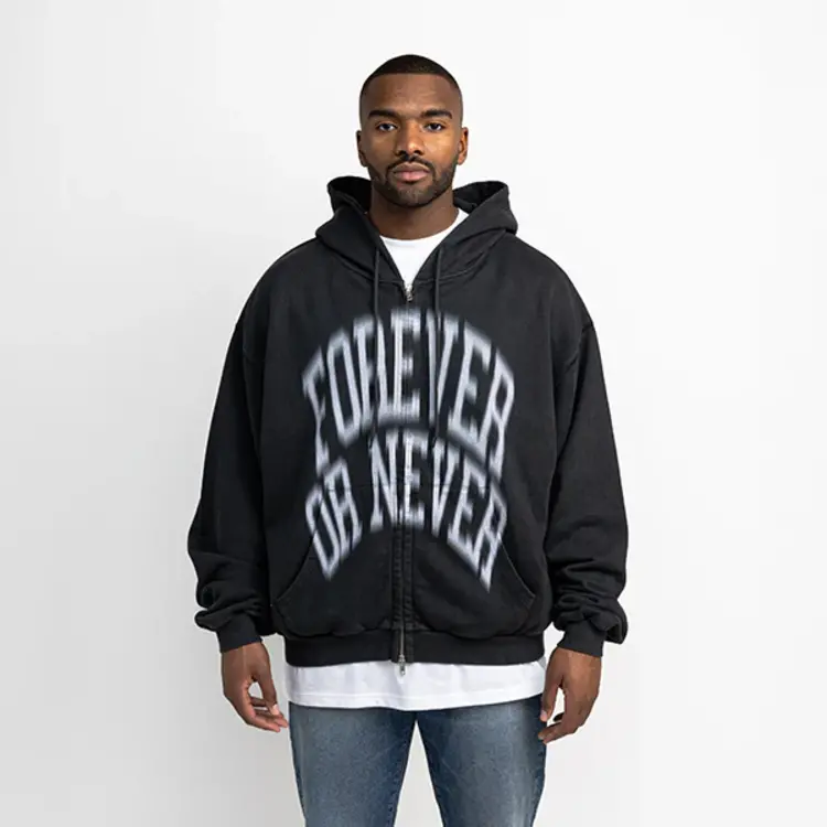 Rheborn Rheborn Vest Hoodie Blurry Forever Or Never Zip-Up FW25 Black