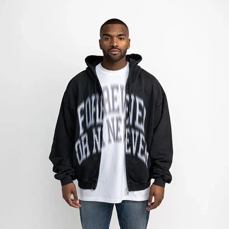 Rheborn Rheborn Vest Hoodie Blurry Forever Or Never Zip-Up FW25 Black