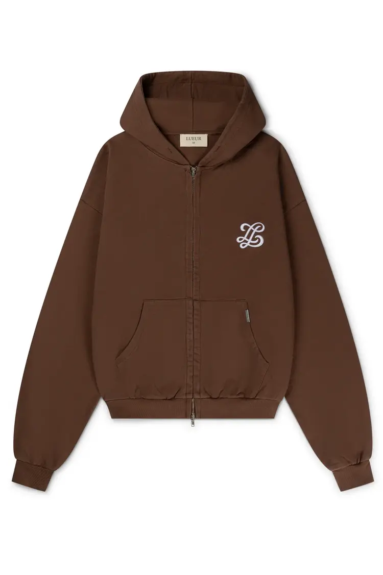Lueur Lueur Vest Monogram Zip Hoodie FW25 Brown