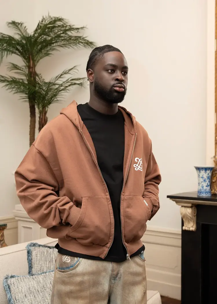 Lueur Lueur Vest Monogram Zip Hoodie FW25 Brown