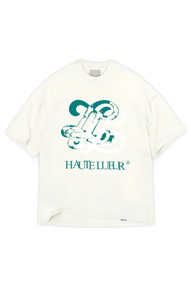 Lueur Lueur T-Shirt Distressed Monogram FW25 White/Green