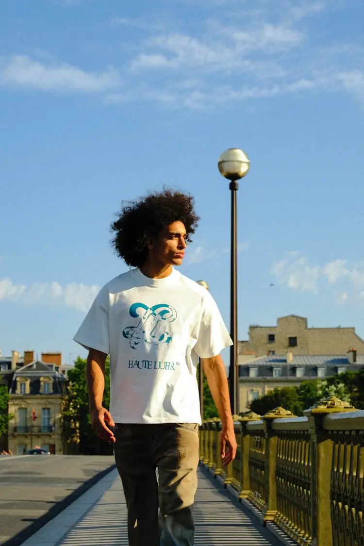 Lueur Lueur T-Shirt Distressed Monogram FW25 White/Green