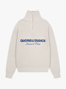 Quotrell Quotrell Half Zip Jace Studio FW25 Light Grey Melee/Blu