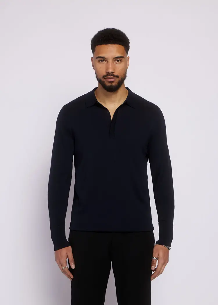 Aeden Aeden Longsleeve Polo Nolanos FW25 Dark Blue