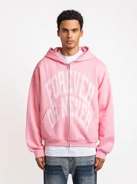 Rheborn Rheborn Zip-Up Hoodie Forever Or Never FW25 Pink