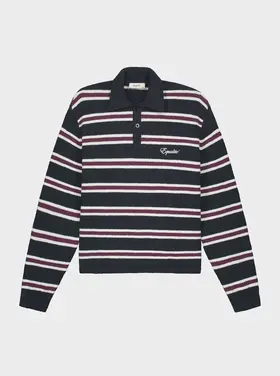 Equalite Equalite Polo Knit Finn FW25 Striped Navy/Aubergine/White