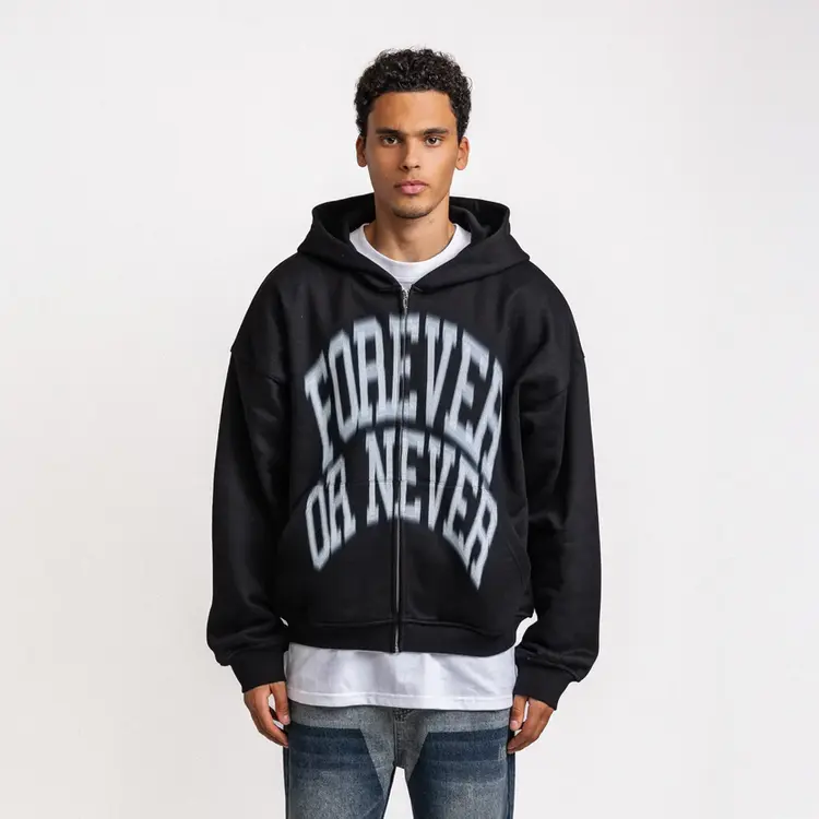 Rheborn Rheborn Vest Hoodie Blurry Forever Or Never Zip-Up FW25 Black
