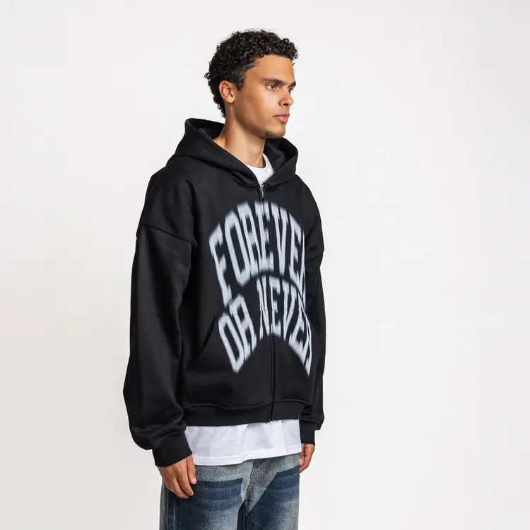 Rheborn Rheborn Vest Hoodie Blurry Forever Or Never Zip-Up FW25 Black