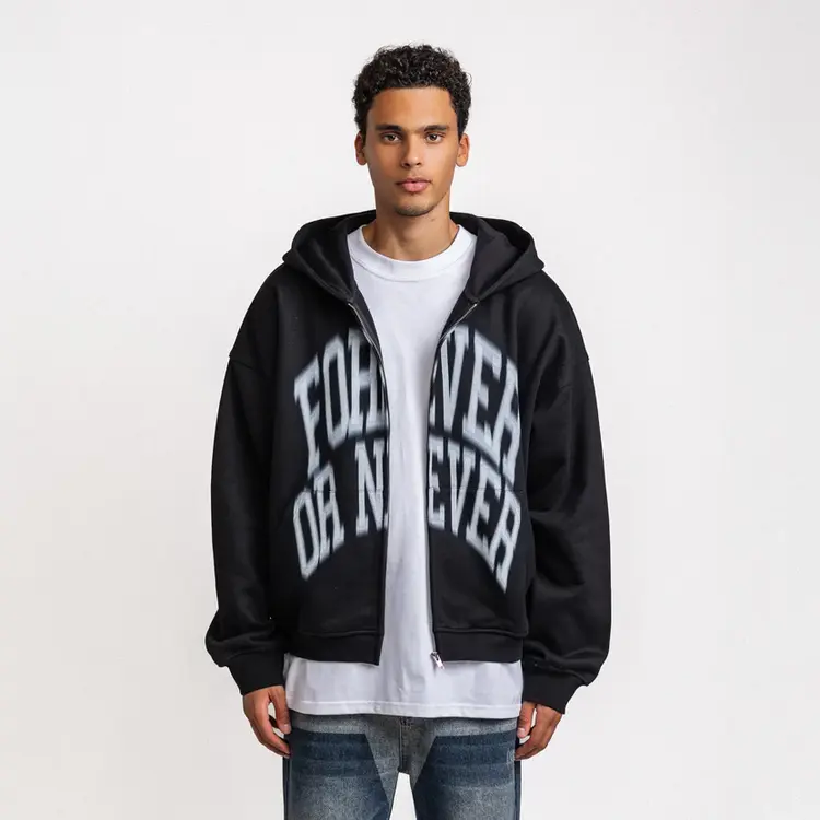 Rheborn Rheborn Vest Hoodie Blurry Forever Or Never Zip-Up FW25 Black