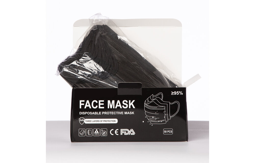 Mondmasker / mondkapje ZWART - ✓ CE gekeurd - set 1.000 stuks
