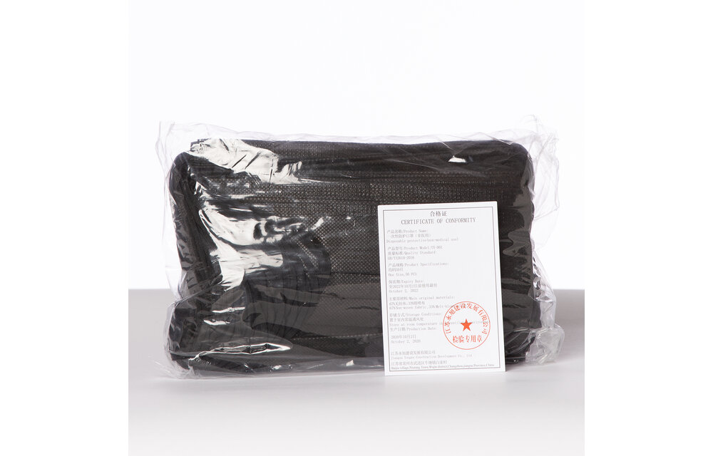Mondmasker / mondkapje ZWART - ✓ CE gekeurd - set 200 stuks