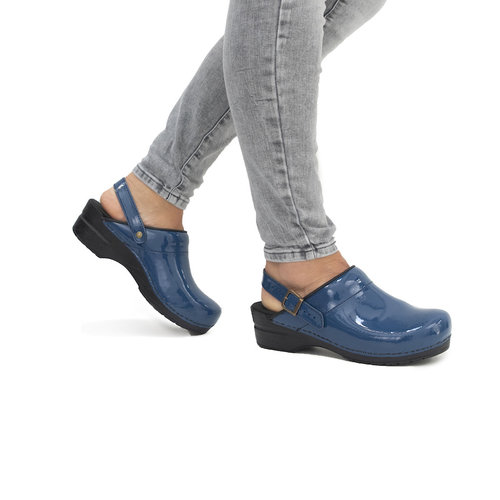 Sanita klompen Freya blauw lak 457548