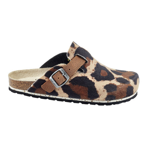 Sanita klompen / sloffen Vermont leopard zand 480070 Sanita klompen / sloffen Vermont leopard zand 480070