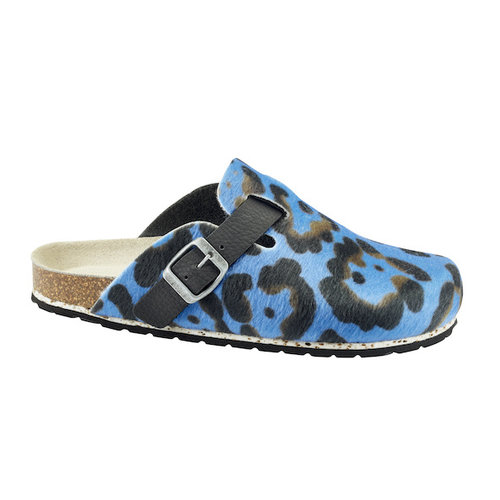 Sanita klompen / sloffen Vermont leopard blauw 480070