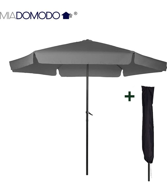 Miadomodo Luxe Parasol – Zonnedoek – Stokparasol – Tuin strand – Diameter 300 – – gratis zwarte beschermhoes – Uv beschermend – Antraciet - TrivaTrading