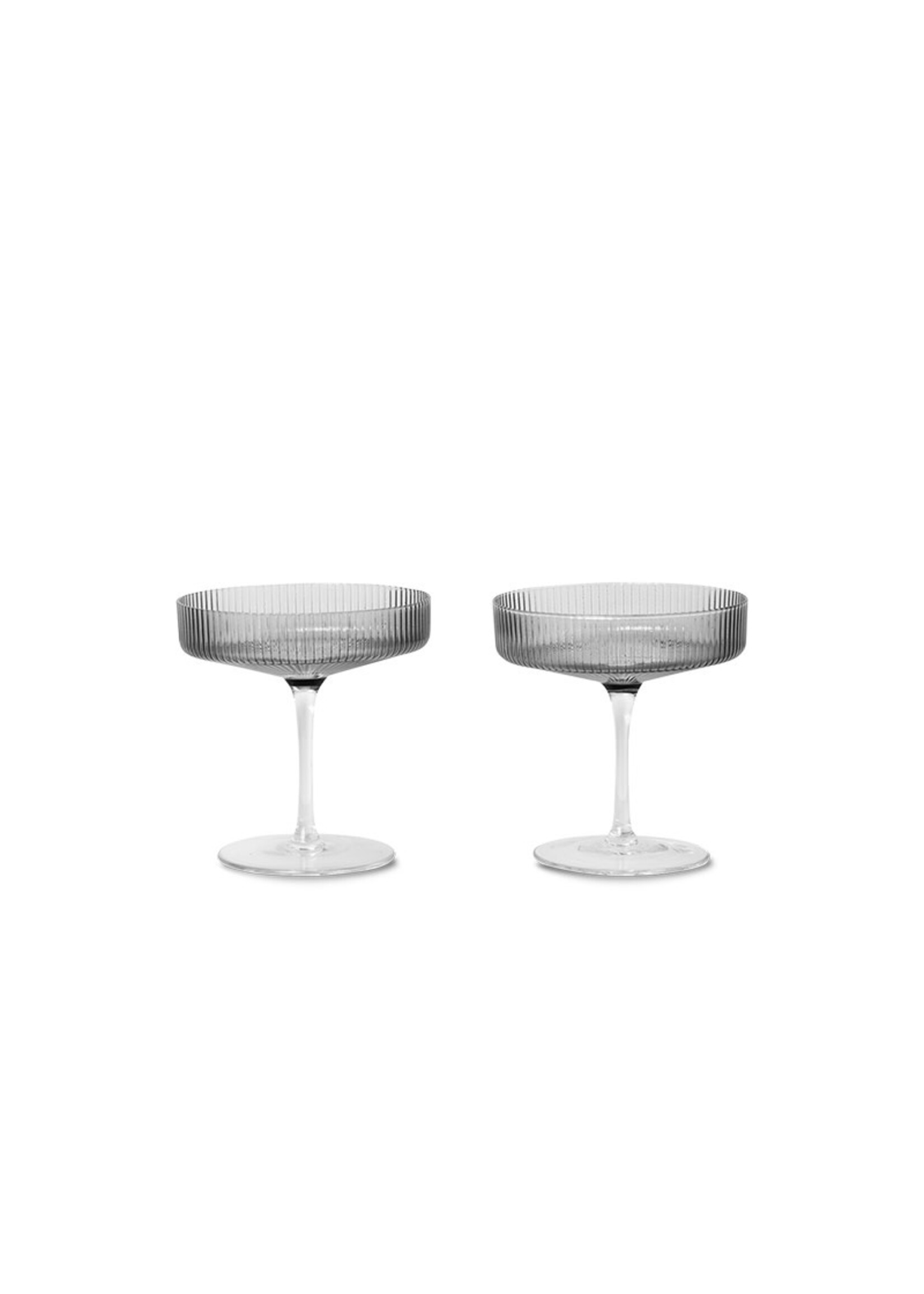Ferm Living Ripple Champagne Saucers - Set of 2 - Smoked Grey