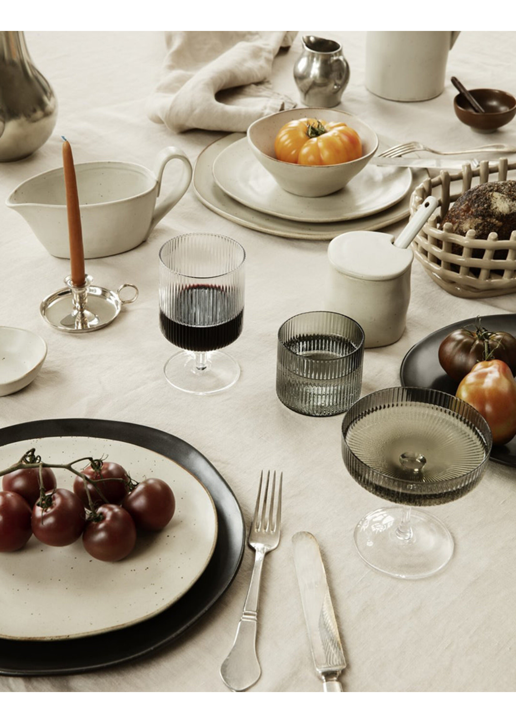 Ferm Living Ripple Champagne Saucers - Set of 2 - Smoked Grey