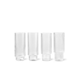 Ferm Living Ripple Long Drink Glasses - Set of 4 - Clear