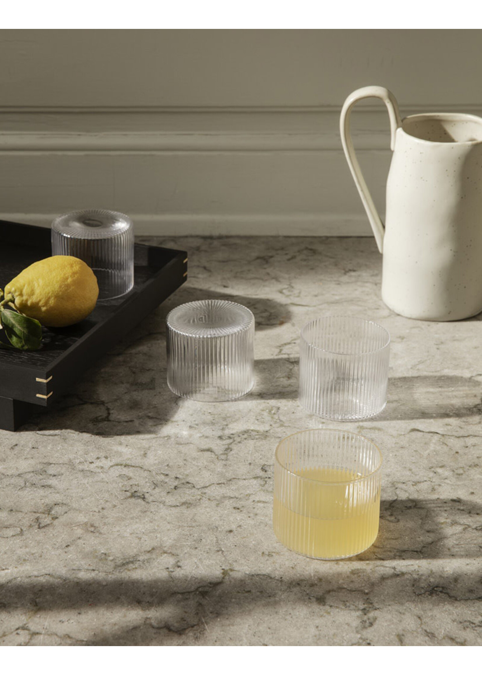 Ferm Living Ripple Low Glasses - Set of 4 - Clear