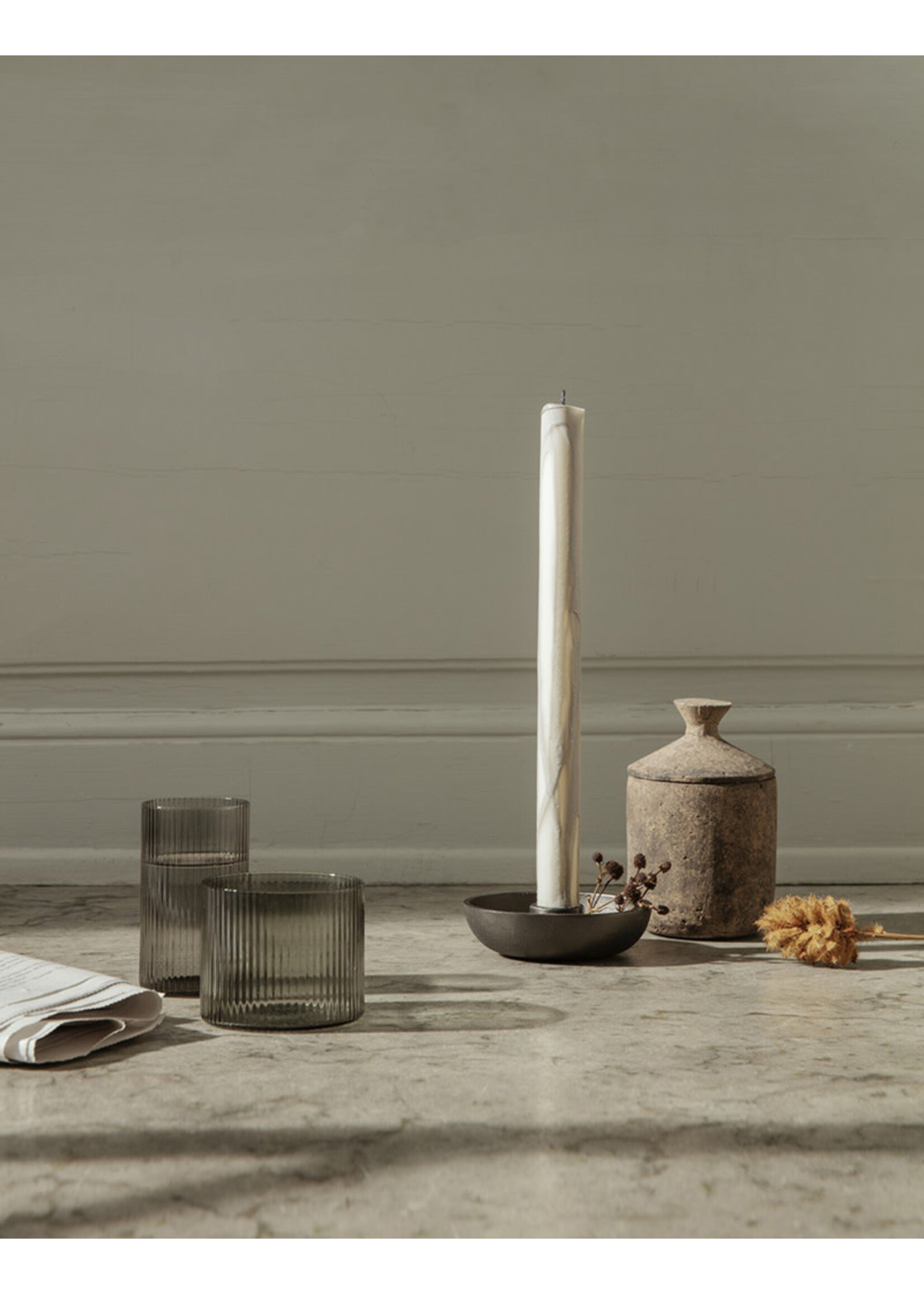 Ferm Living Ripple Low Glasses - Set of 4 - Smoked Grey