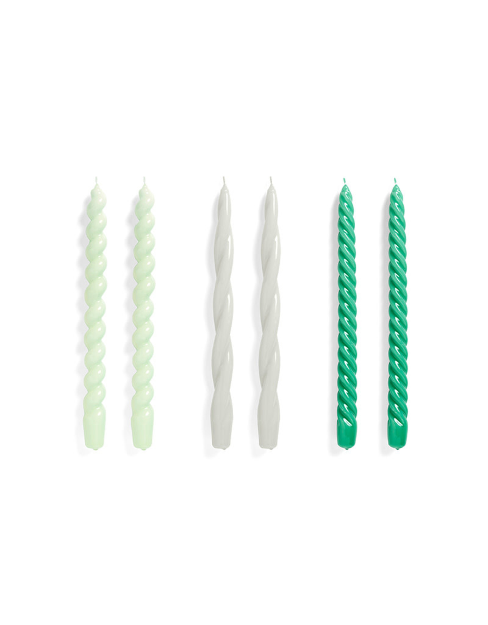 HAY Candle Long Mix - Set of 6 - Mint/Grey/Green