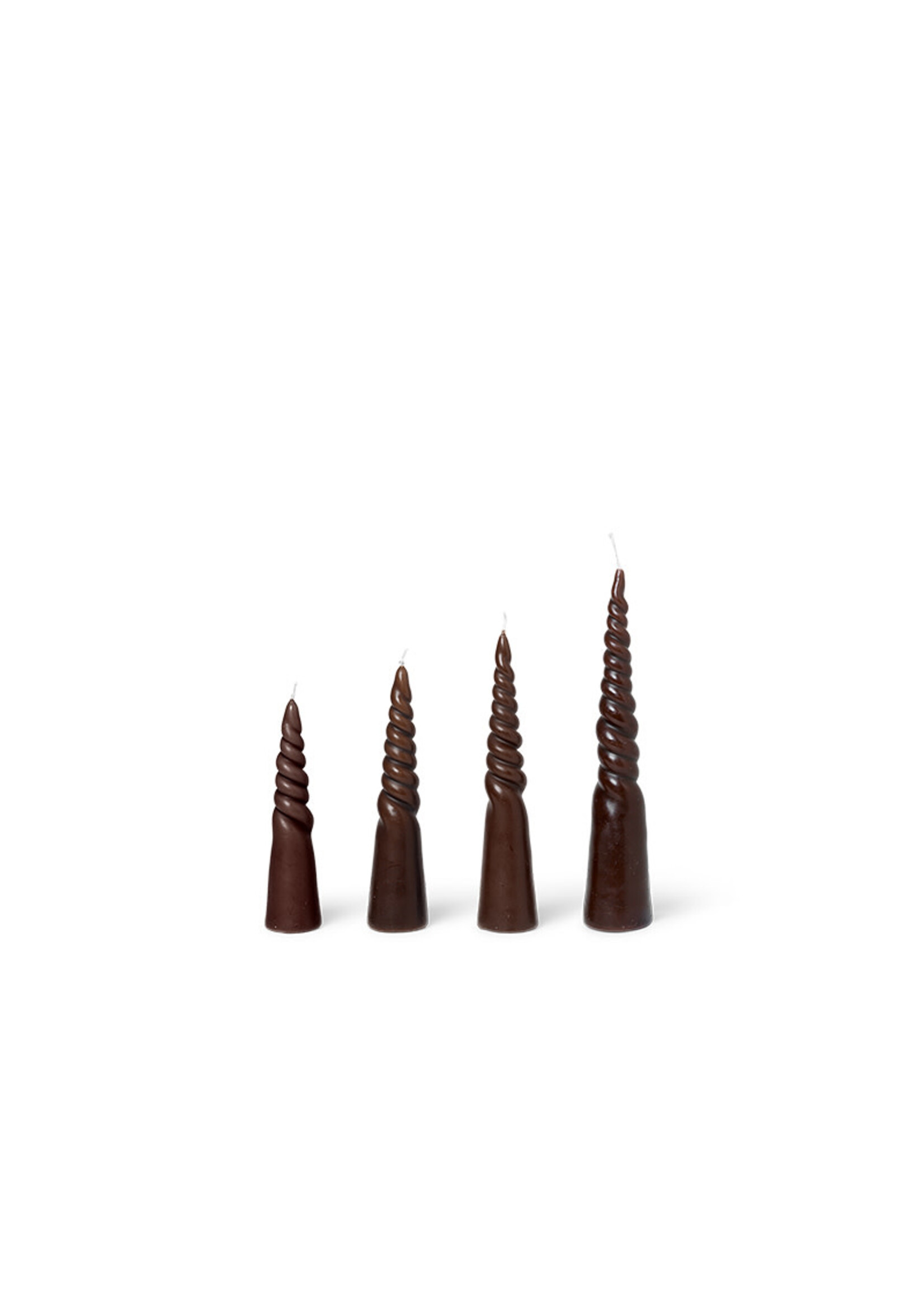 Ferm Living Twisted Candles - Set of 4 - Brown