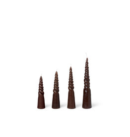 Ferm Living Twisted Candles - Set of 4 - Brown