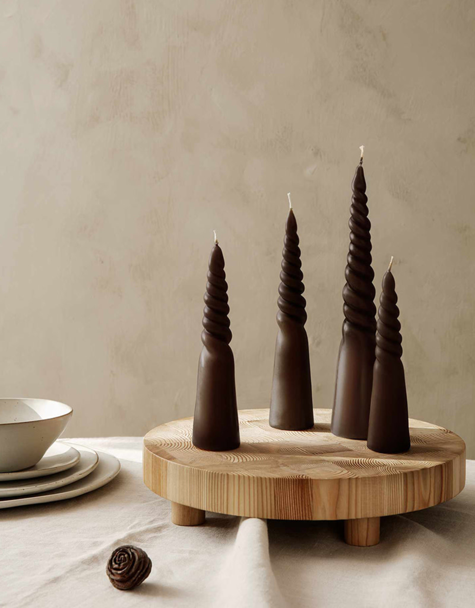 Ferm Living Twisted Candles - Set of 4 - Brown