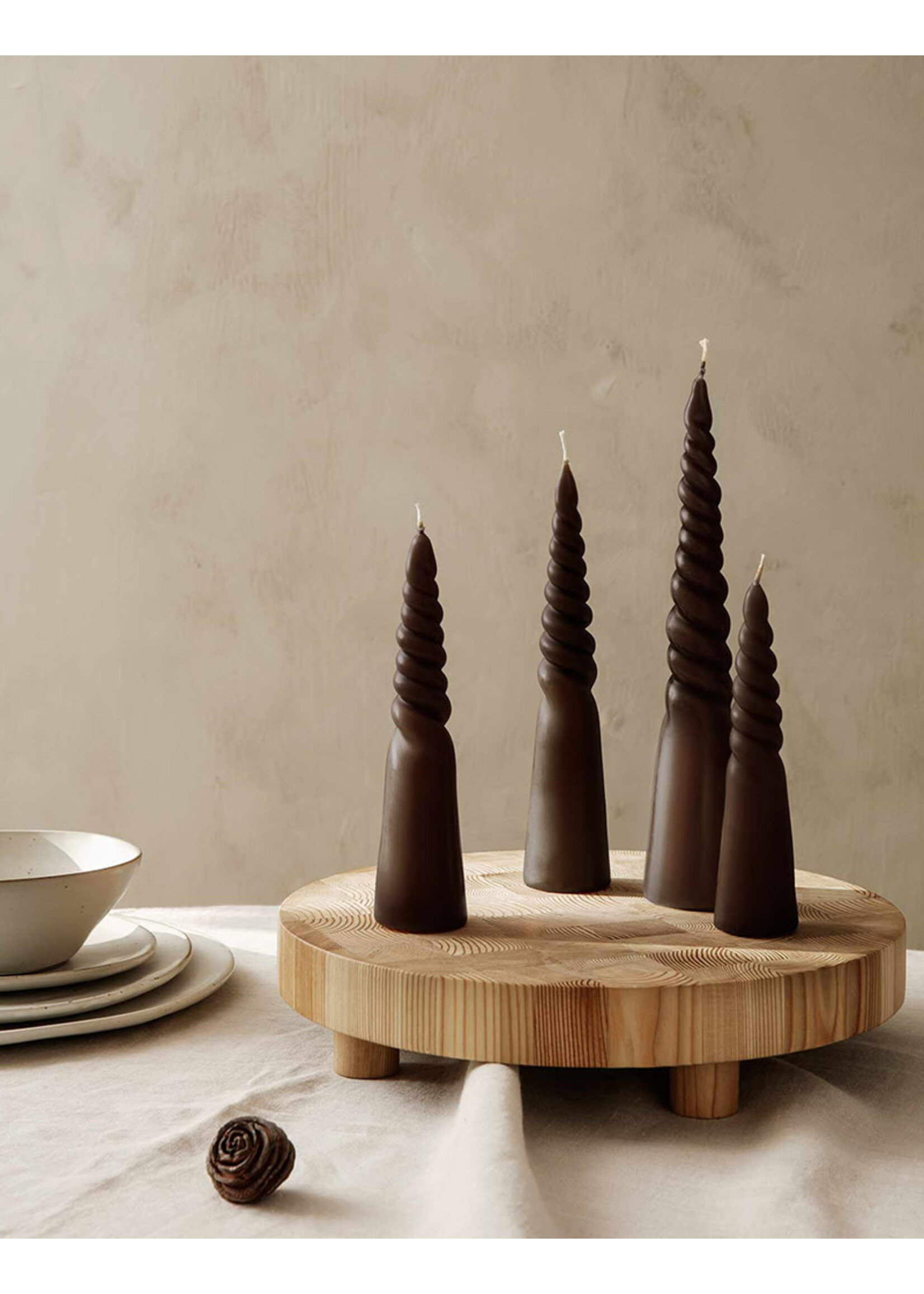 Ferm Living Twisted Candles - Set of 4 - Brown