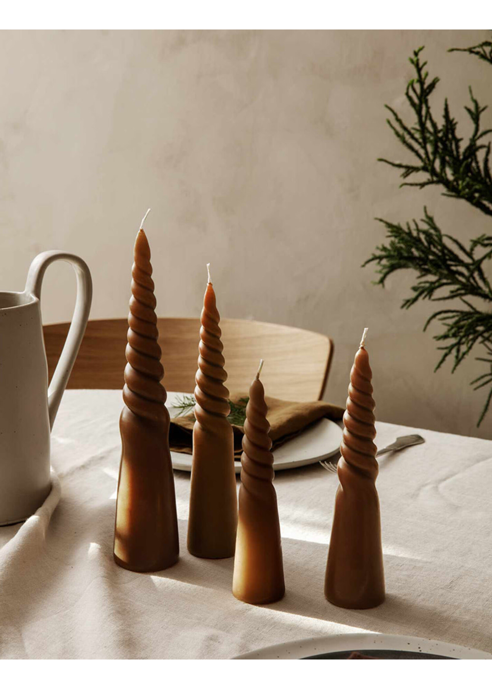 Ferm Living Twisted Candles - Set of 4 - Amber
