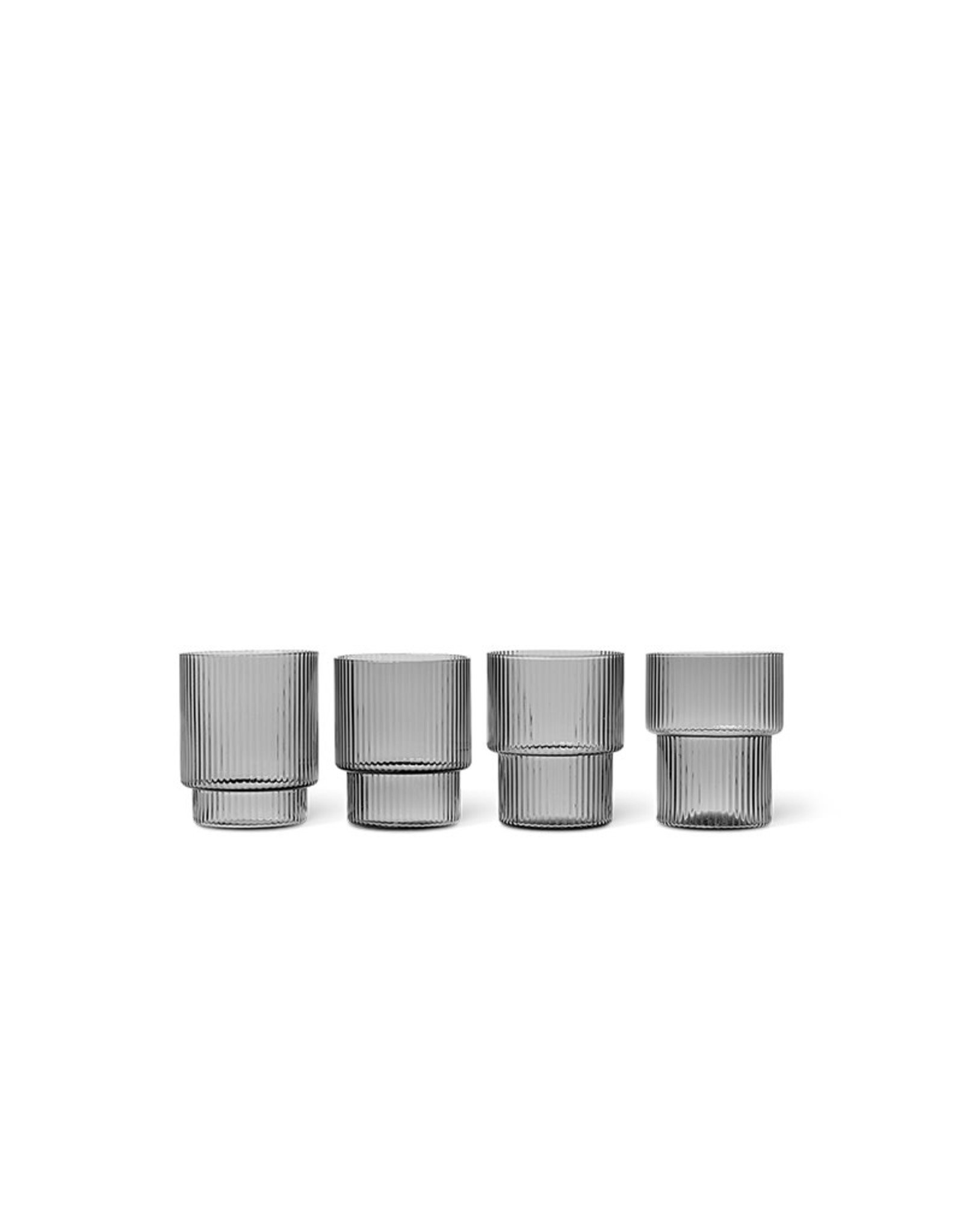 Ferm Living Ripple Glasses - Set of 4 - Smoked Grey