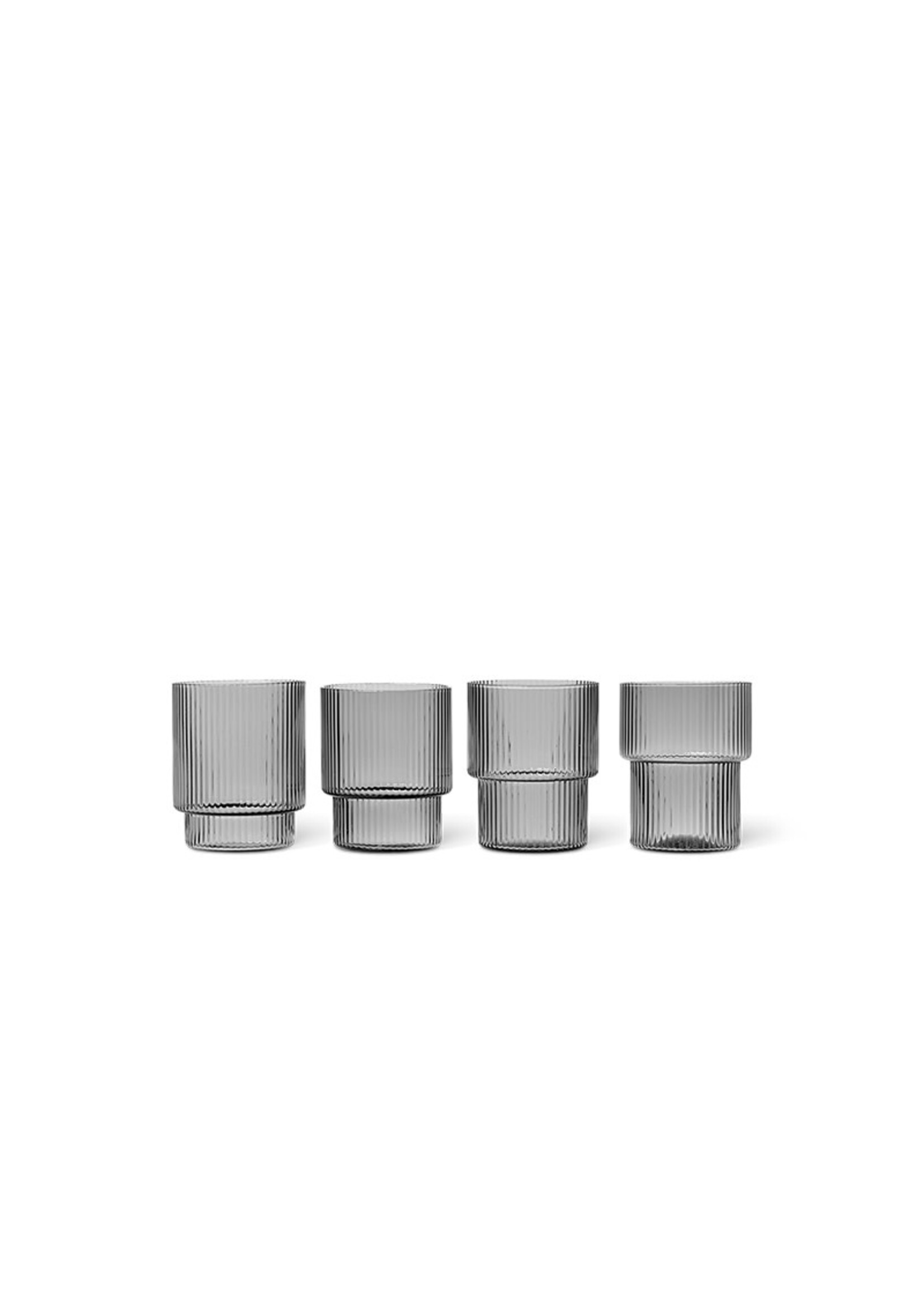 Ferm Living Ripple Glasses - Set of 4 - Smoked Grey