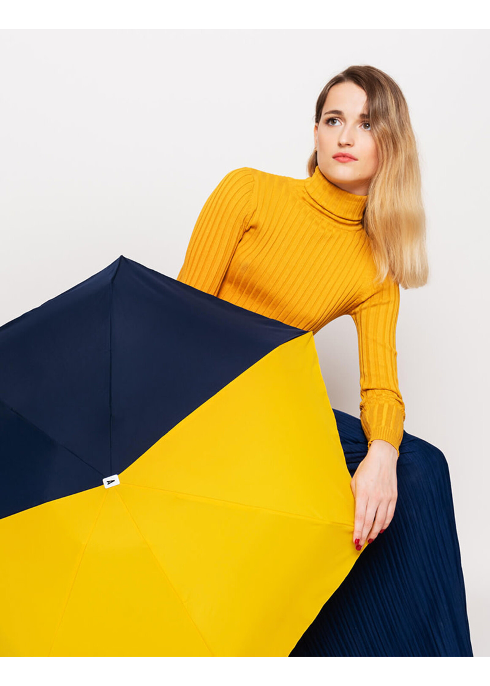 Anatole Folding Umbrella - Sydney - Navy Blue & Yellow