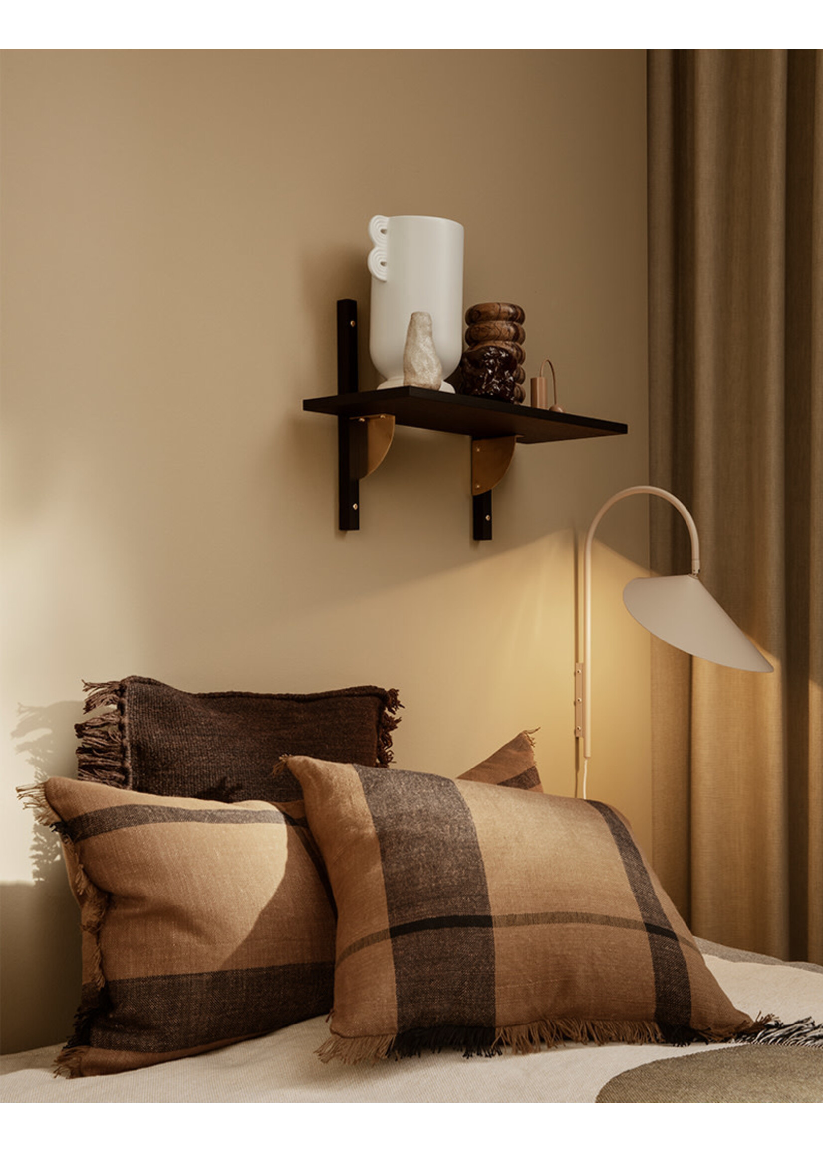 Ferm Living Sector Shelf - Single - Wide - Black/Brass