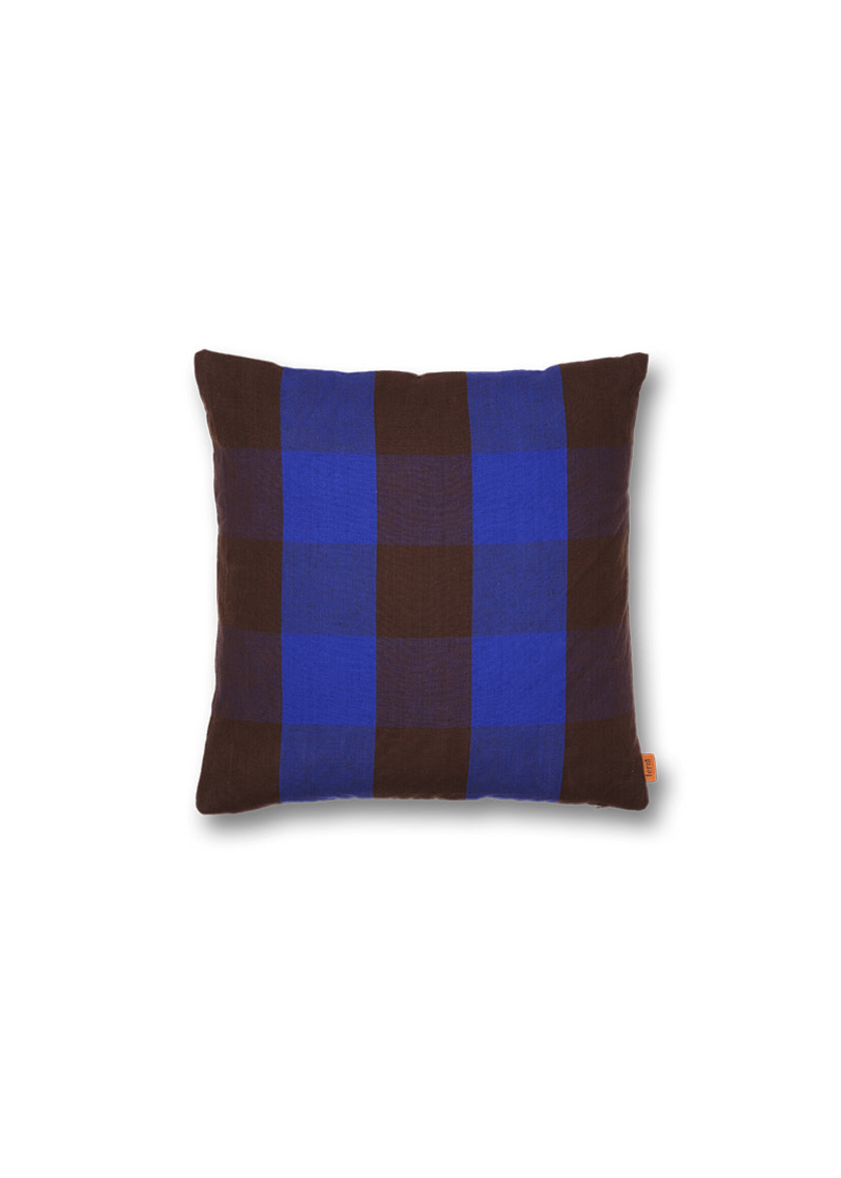 Ferm Living Grand Cushion | Chocolate/Bright Blue