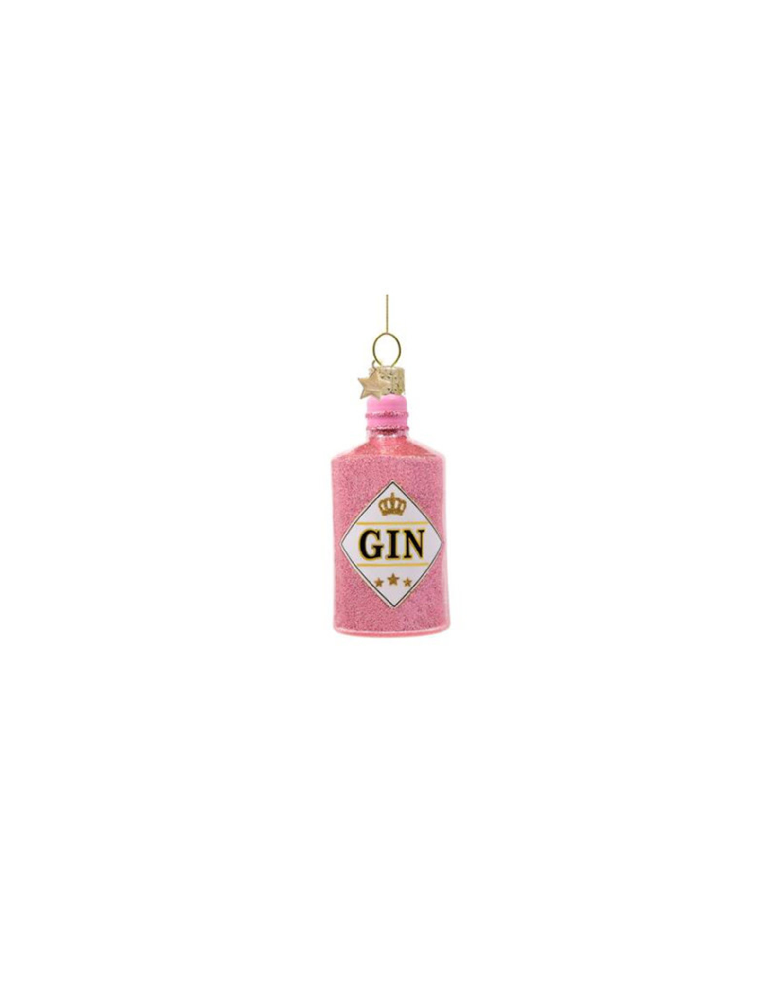 Vondels Glass Ornament - Gin Bottle Pink