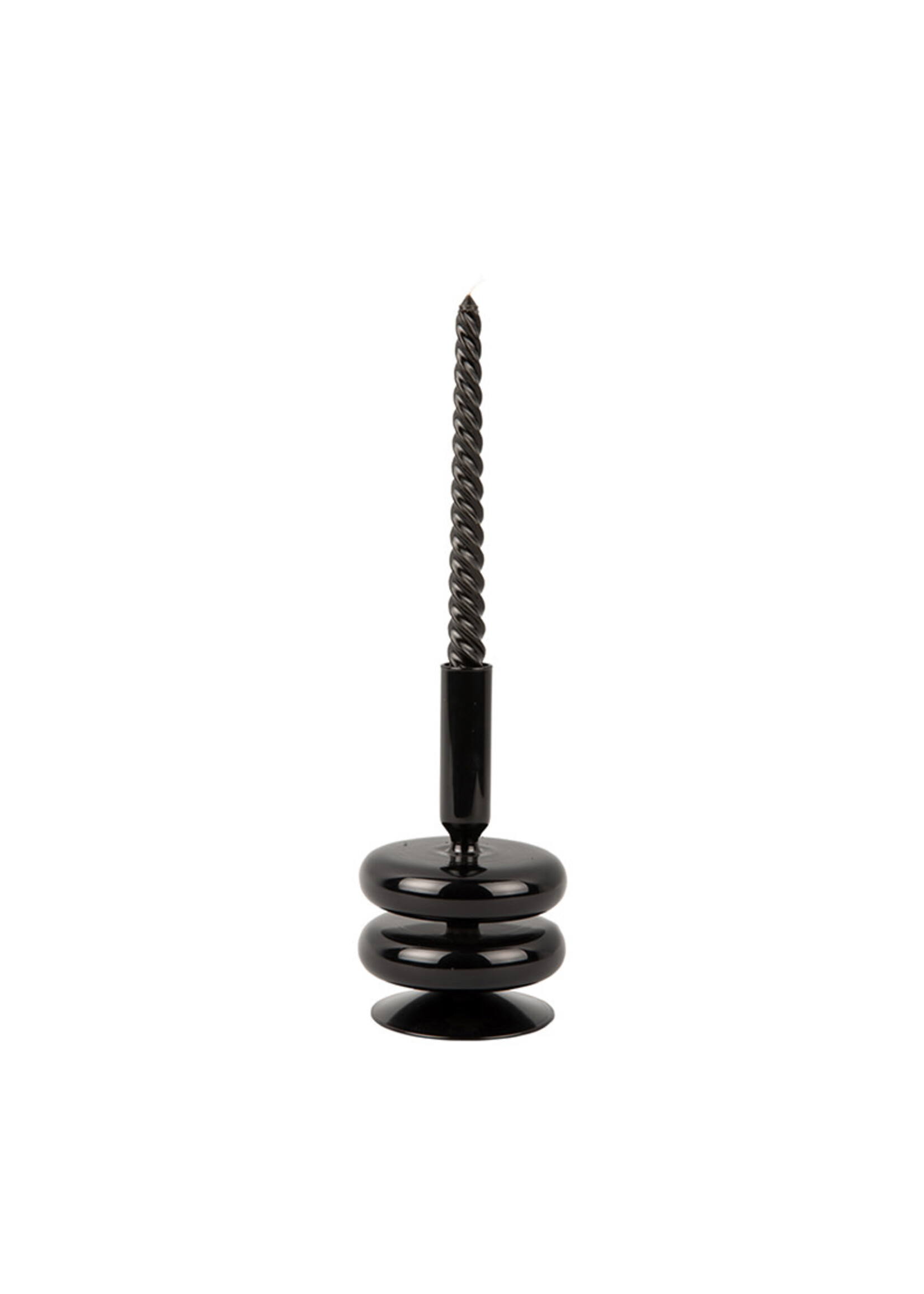 Present Time Sparkle Double Ring Candle Holder | Black