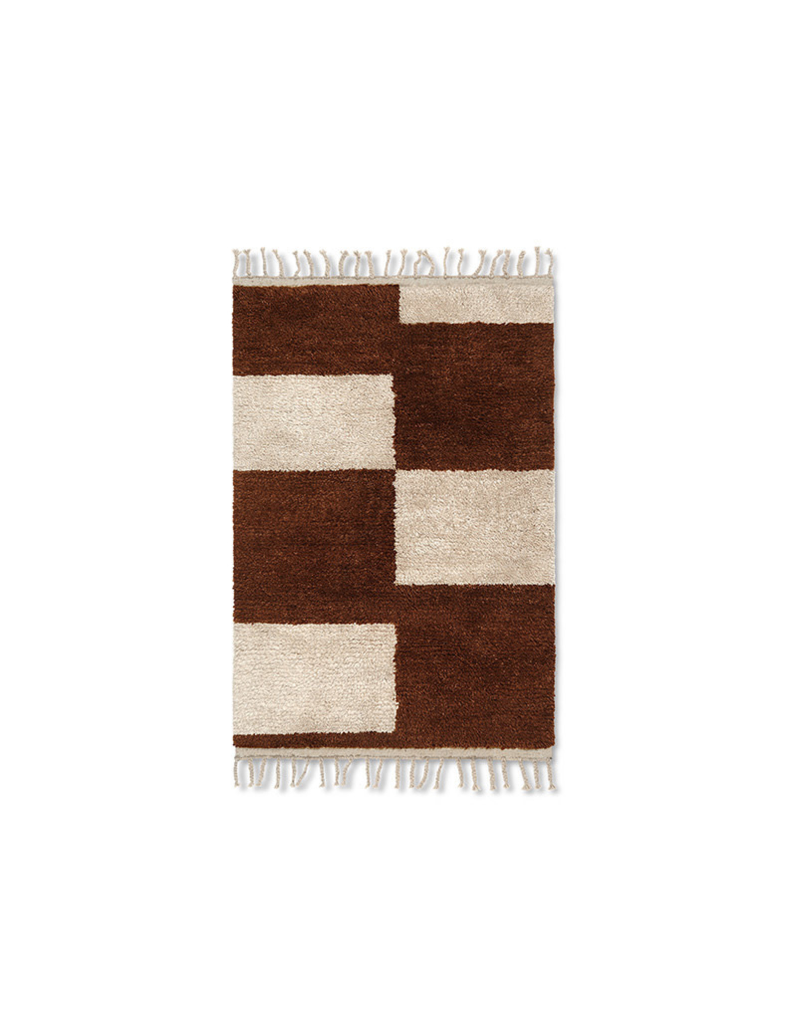 Ferm Living Mara Knotted Rug - S - Dark Brick/Off-White