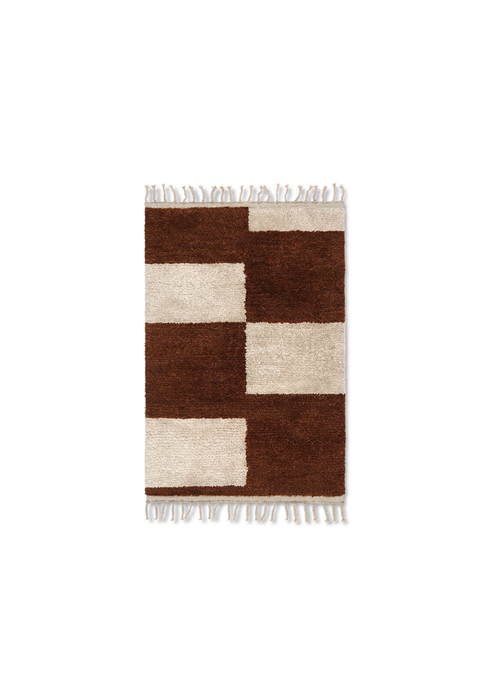 Ferm Living Mara Knotted Rug - S - Dark Brick/Off-White