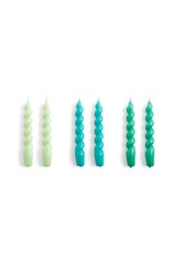 HAY Candle Spiral - Set of 6 - Mint/Aqua/Green