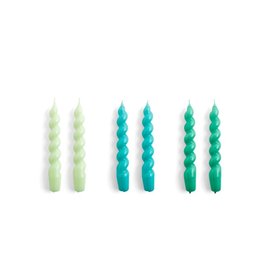 HAY Candle Spiral - Set of 6 - Mint/Aqua/Green