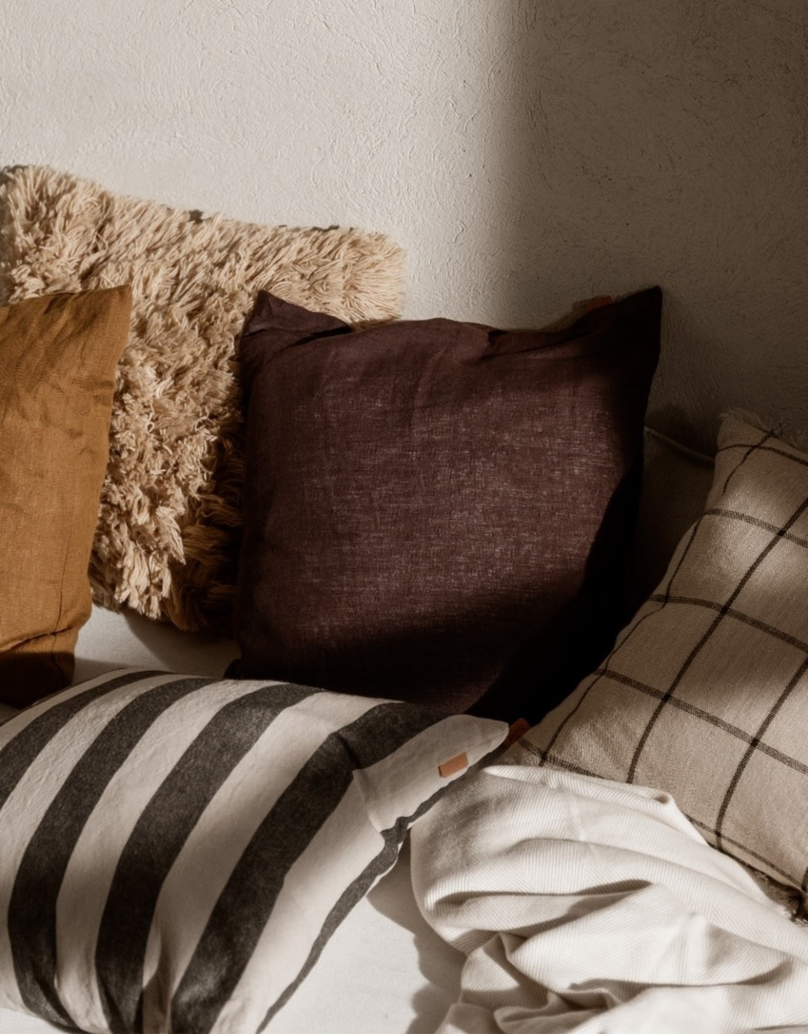 Ferm Living Linen Cushion - Chocolate