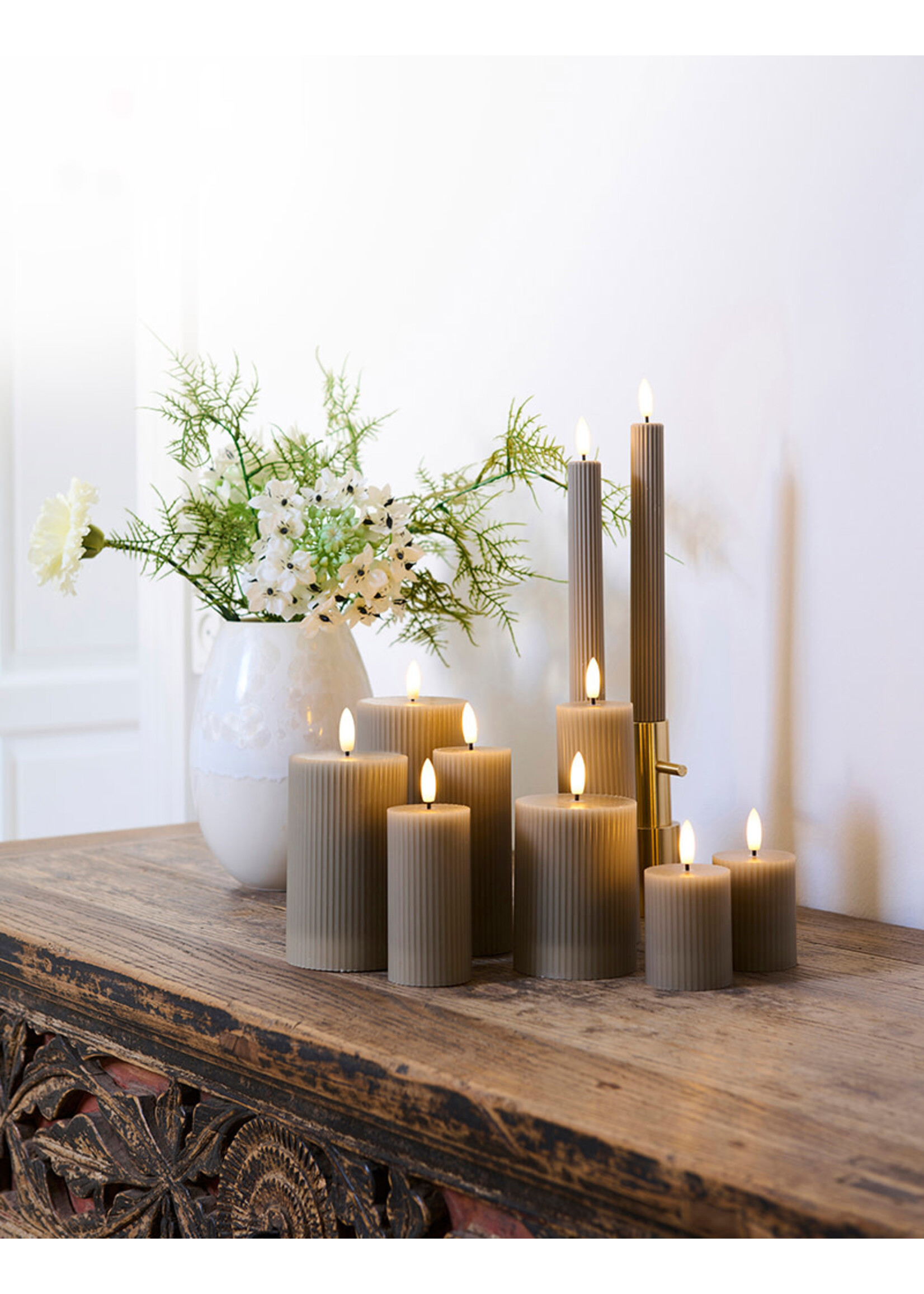 Sirius Smilla Rechargeable Led Candle Long | Set of 2 | Warm Grey