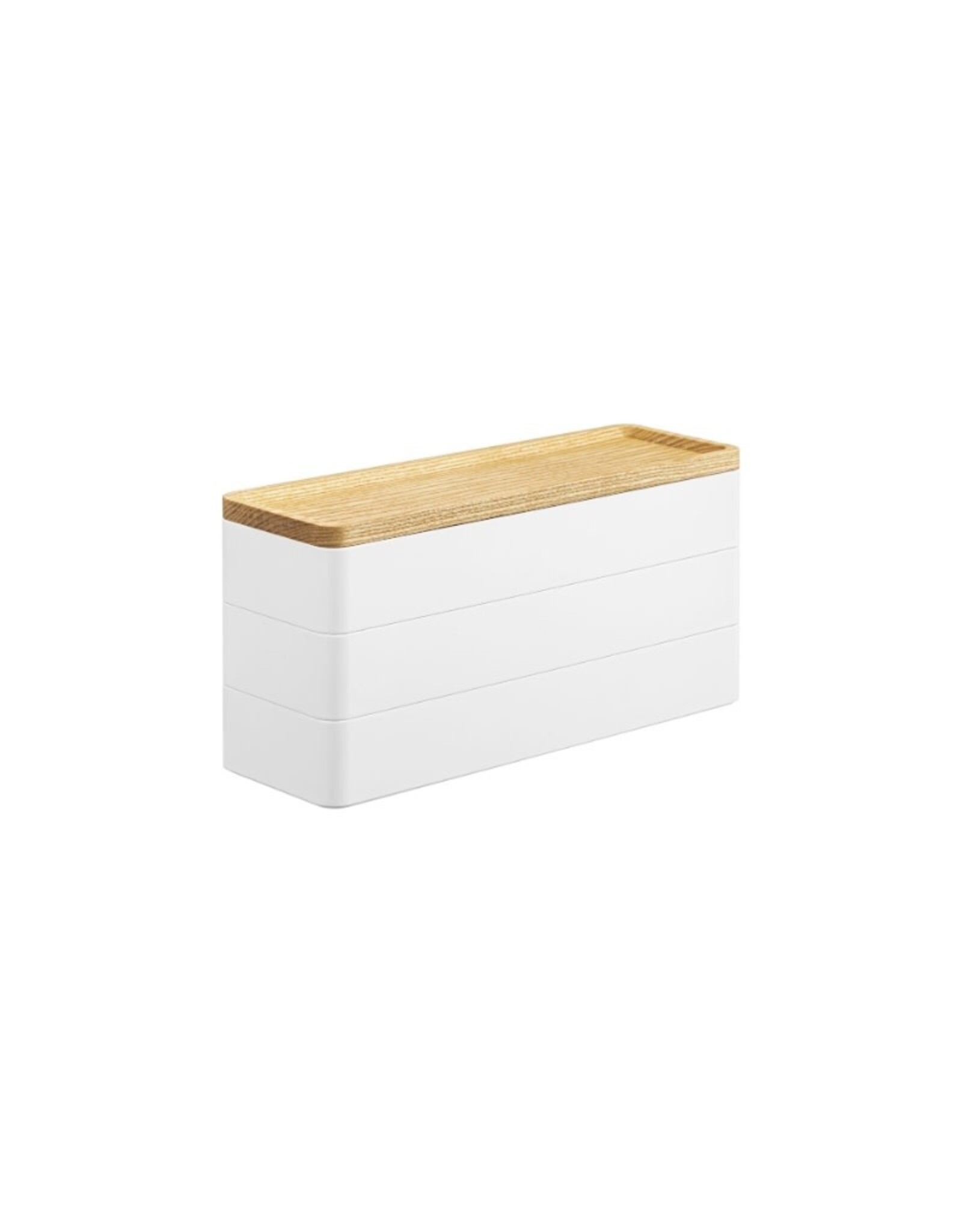 Yamazaki 3-Tiered Slim Accessory Case With Lid | White